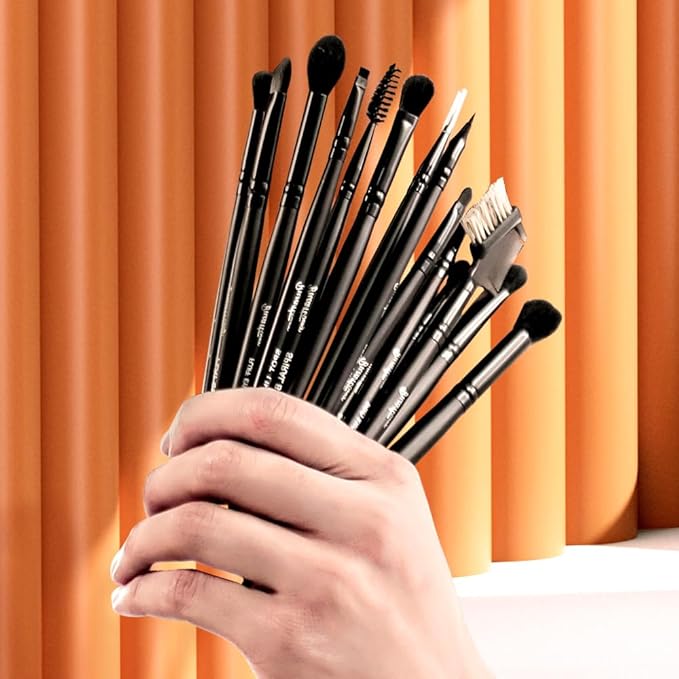 Bueart Design 15Pcs Professional Eyeshadow Brush Set For Eye makeup Blending,Brow grooming,Concealing,eyeshader, With premium ultra soft synthetic vegan Hair-FemmiqueWomen