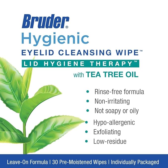 Hygienic Eyelid Cleansing Wipes with Tea Tree Oil l Relief from Demodex l Pre-Moistened, Rinse-Free Exfoliating Wipes Remove Excess Oil and Debris from Eyelids & Lashes l 30 Count Box (2 Pack)-FemmiqueWomen