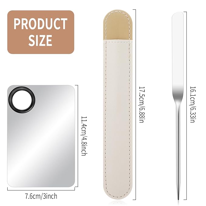 2 in-1 Set Make up Mixing Palette, Foundation Mixing Palette Stainless Steel Makeup Palette with Makeup Spatula for Professional Cosmetic Artist Make up Palette for Mixing Foundation Nail-Art-FemmiqueWomen