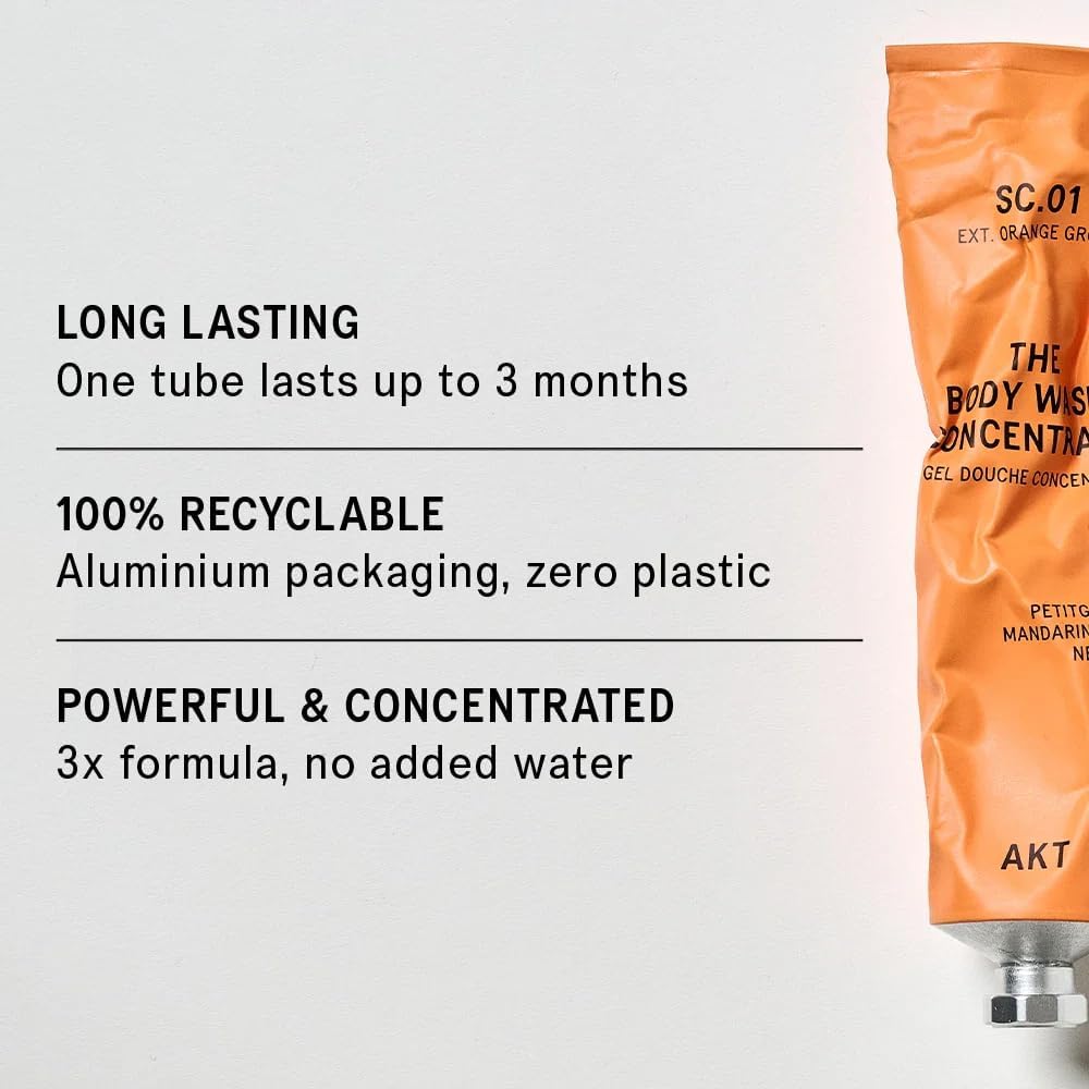 Akt The Body Wash Concentrate 3.4 Fl Oz, Natural Shower Gel with Skin-Balancing Prebiotics, Body Wash Women & Men, with Olive Squalane & Vitamin E, Sc.01 Orange Grove, All Genders-FemmiqueWomen