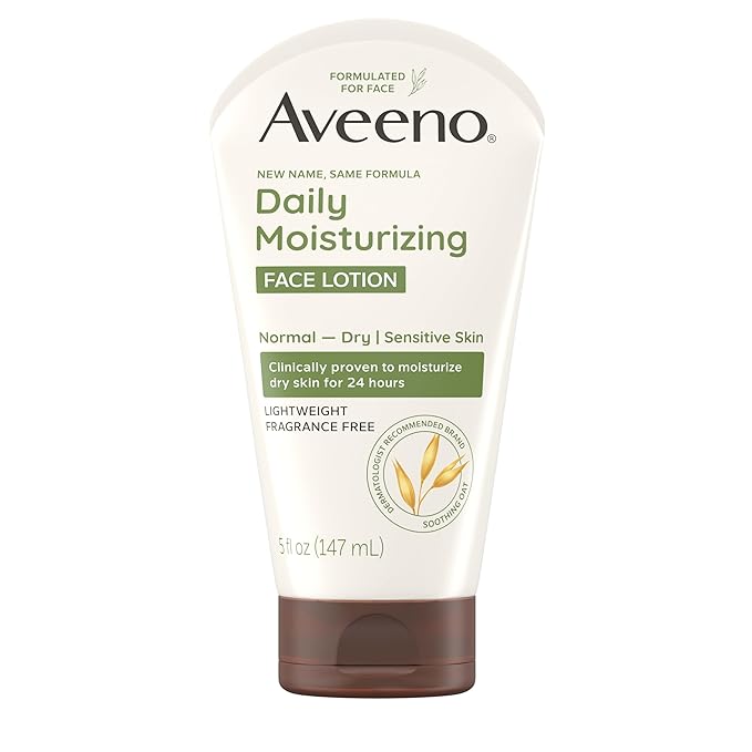Aveeno Daily Moisturizing Face Lotion with Soothing Prebiotic Oat, Lightweight Non-Greasy Facial Moisturizer for Normal to Dry, Sensitive Skin, 24-Hour Moisture, Fragrance-Free, 5 oz-FemmiqueWomen