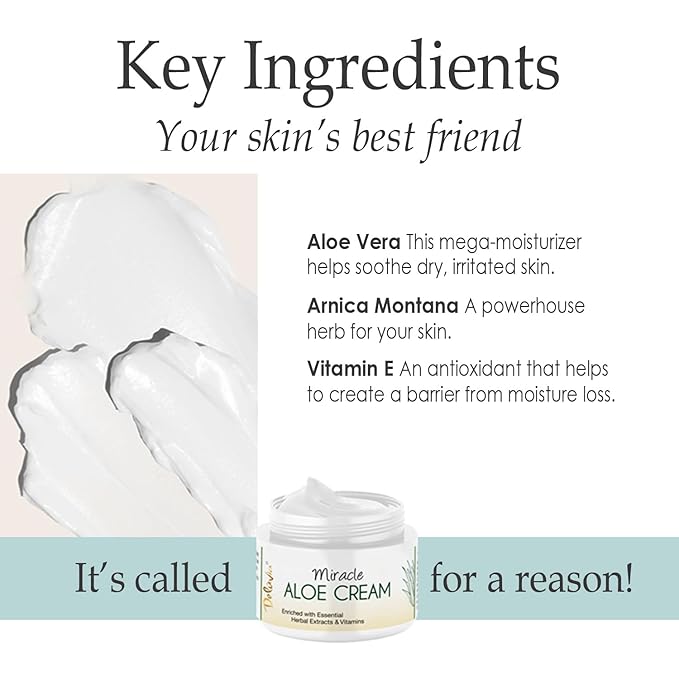 Deluvia Miracle Aloe Cream | Face & Body Moisturizer with Vitamin E & Organic Aloe Vera (2 Ounce (Pack of 1), Unscented)-FemmiqueWomen