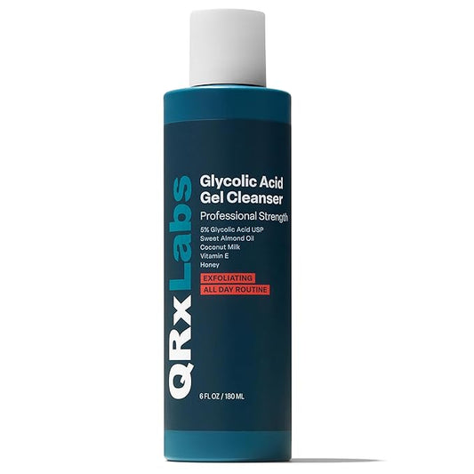 QRxLabs Glycolic Acid Face Wash – Gentle Exfoliating Gel Cleanser for Smoother Looking Skin – Helps Improve Texture & Hydration – Ideal for Blemish-Prone Skin and Ingrown Hairs – 6 oz-FemmiqueWomen