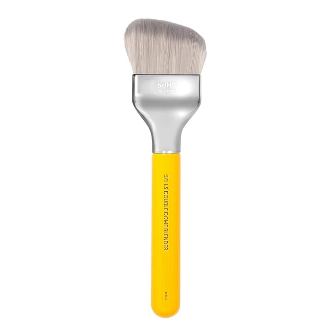 Bdellium Tools Professional Makeup Brush - Studio Series 971 Large Slanted Double Dome Blender - With Soft Synthetic Fibers, For Quick & Easy Application and Blending (Yellow, 1pc)-FemmiqueWomen