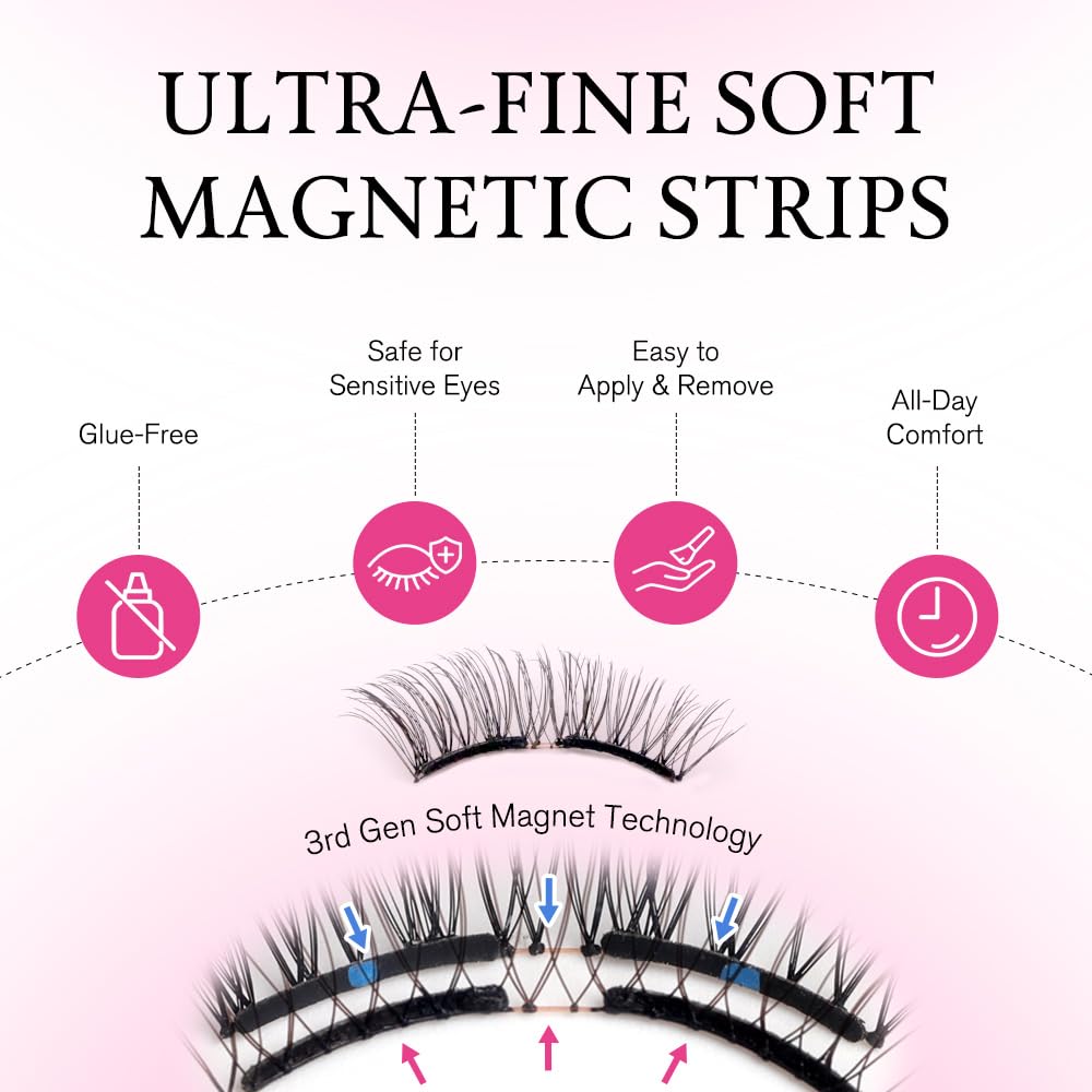 VEYESBEAUTY Magnetic Eyelashes with Applicator Reusable Magnetic Lashes Natural Look No Glue Needed False Eyelashes, Moonlit Lashes Kit Easy to Wear and Remove-FemmiqueWomen