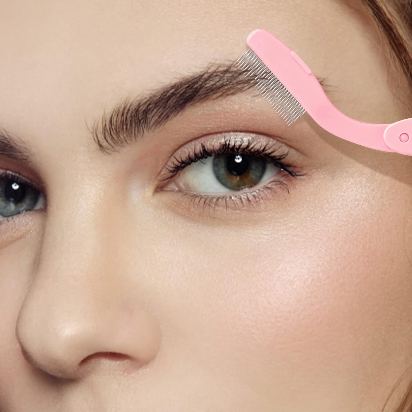 G2PLUS 4PCS Folding Eyelash Comb, Eyebrow Comb Metal Teeth, Eyelash Separator Comb, Eyelash Brush and Comb, Professional Tool for Define Lash & Brow (Pink+Black)-FemmiqueWomen