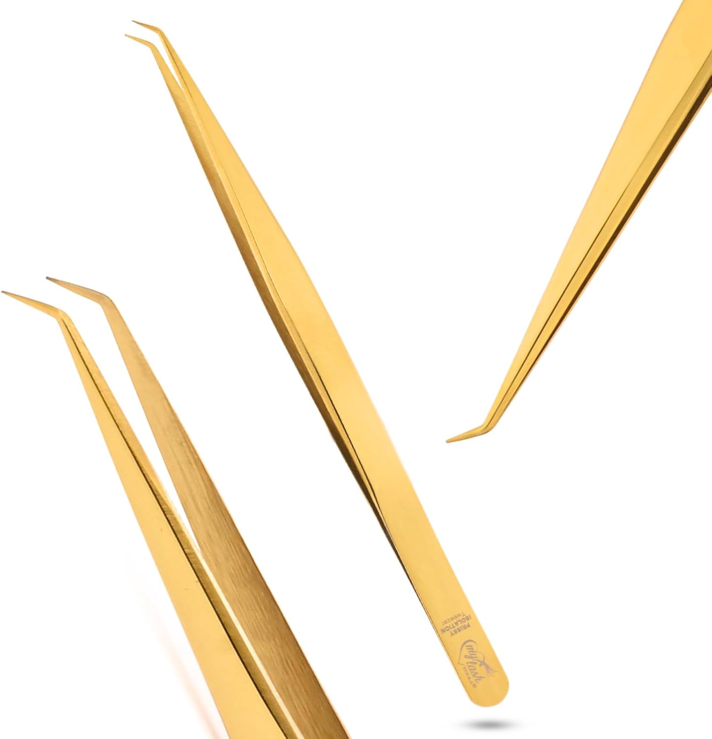 Isolation Tweezers for Eyelash Extension – 14cm Curved Lash Tweezer, Stainless Steel, Best for Individual Isolation & Classic Lashes, Pinzas para Pestaña(Gold Titanium)-FemmiqueWomen