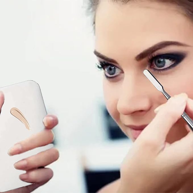 2 in 1 Makeup Mixing Palette Set with Spatula - Stainless Steel Foundation Accessories and Mixing Tools for Cosmetic, Nail Art, Lipstick-FemmiqueWomen