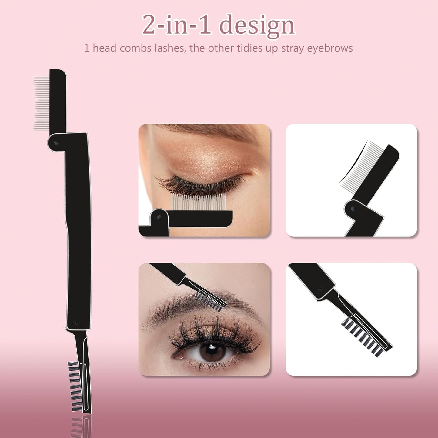 4PCS Eyelash Comb Lash Separator Eyebrow Brush & Brow Spoolie for Removes Clump Mascara-FemmiqueWomen