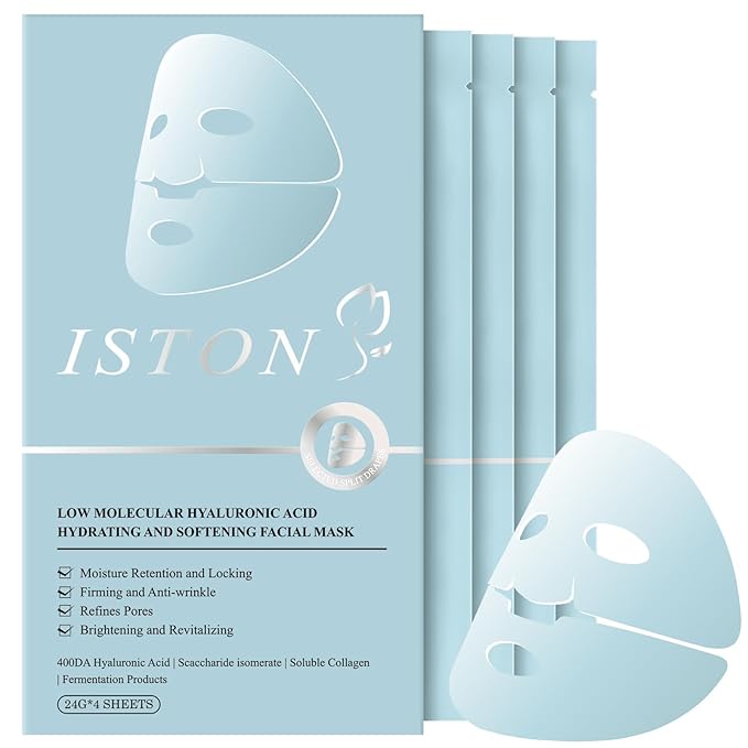 ISTON Overnight Collagen Face Mask - Intense Hydration & Anti-Aging - With 5 Hyaluronic Acids, Peptides & Plant Extracts - Reduce Fine Lines, Plump Skin, Minimize Pores -4Pack-FemmiqueWomen
