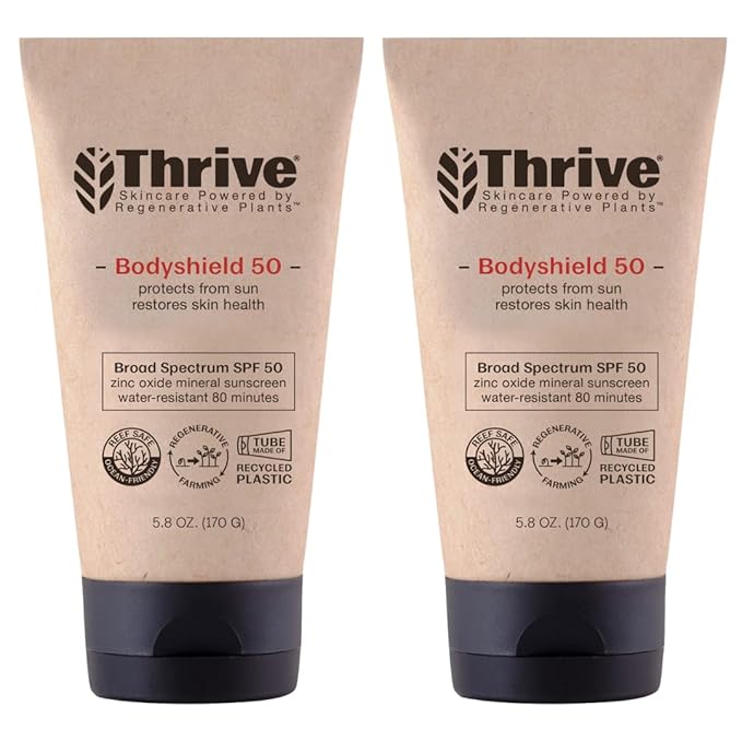 Thrive Natural Care Reef Safe Sunscreen SPF50 - Hawaii 104 Reef Act Compliant - Mineral Sunscreen Non-Nano Zinc Oxide - Vegan, (5.8 Oz (Pack of 2))-FemmiqueWomen
