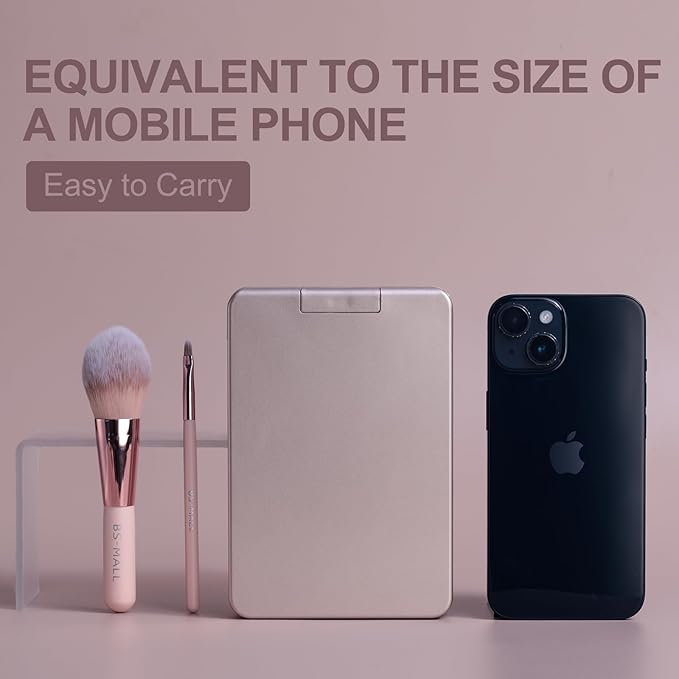 BS-MALL Makeup Brushes Foundation Powder Concealers Eye Shadows Makeup Set with LED light Mirror 14 Pcs Mini Makeup Brushes (APINK)-FemmiqueWomen