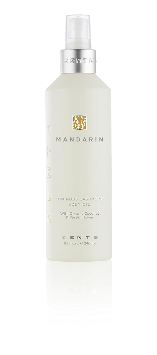 Zents Luminous Cashmere Body Oil (Mandarin Fragrance) | Moisturizing Body Oil with Vitamin E & Organic Coconut Oil | Softens & Smooths Skin | 8 fl oz-FemmiqueWomen