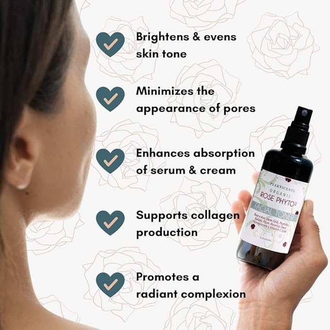 Organic Phyto³ Rose Water Facial Toner Spray - Pure Rosewater for Face, with Acaí and Herbal Extracts - Eco-Friendly and Vegan - Hydrating Rose Water Organic Face Spray (4 oz)-FemmiqueWomen