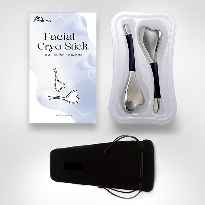 3-in-1 Cryo Gua Sha Facial Tools, Ice Roller Globes for Women Face and Eyes Massager, Unbreakable Stainless Steel Face Sculpting Skin Care Tools, Esthetician Supplies with Carry Case-FemmiqueWomen