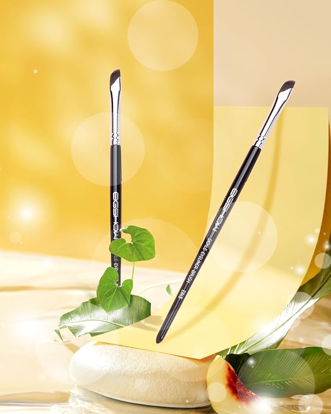 EIGSHOW Eyeliner Brush Gel Eyeliner Makeup Brush for Precise Eye Liner Eyebrow Eyelid Ultra Thin with Curved Bristle (E865 2Pieces)-FemmiqueWomen