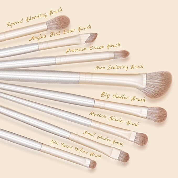Eyeshadow Makeup Brushes Set with Case 8 PCS Soft Synthetic Hairs Eye Makeup Brushes for Blending Eyebrow Eyeliner Eyeshadow （Silver）-FemmiqueWomen