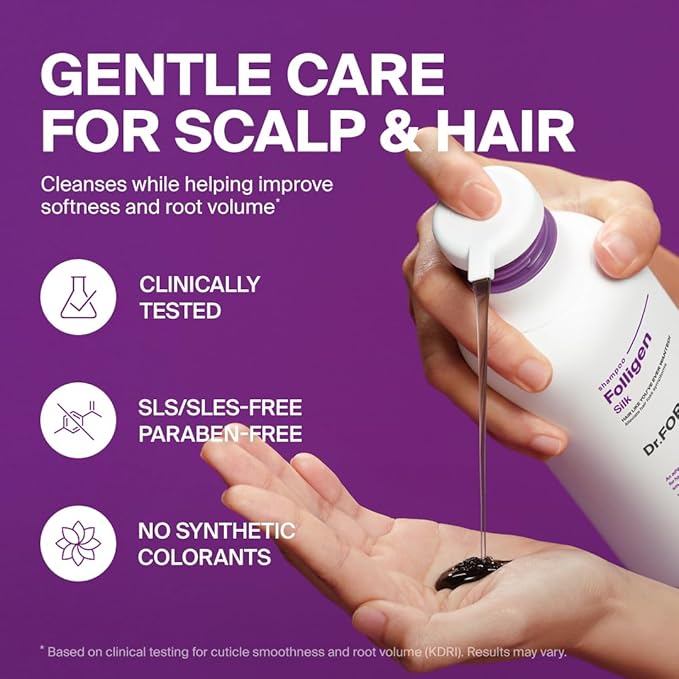 Dr.FORHAIR Folligen Silk Shampoo 500 ml/16.9 fl. oz. | Damaged Scalp And Hair Care | Hair Strengthening | Protein care | Smooths and Softens Rough Hair | Hypoallergenic-FemmiqueWomen