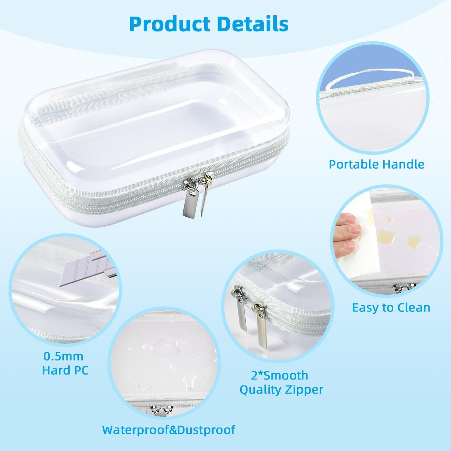 SameTech Zip Bins Clear Storage Bins for Home Organization, Stackable Hard Shell Zipper Case to Organize Bin, Zippered Hard Pouch Container Toiletry Bag Travel Bags for Toiletries, 2pcs-FemmiqueWomen