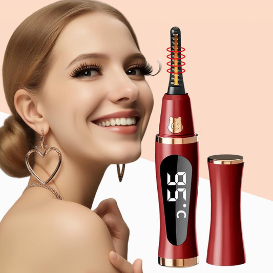 2025 Upgraded Heated Eyelash Curler – Fast 5s Heat-Up, USB Rechargeable Electric Eyelash Curler, 3 Temperature Modes, LED Display, Anti-Burn, 24H Long-Lasting Curl, Perfect Gift for Women (Red)-FemmiqueWomen