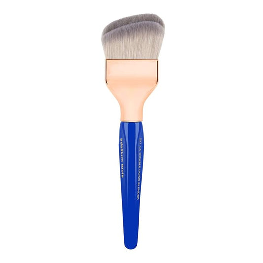 Bdellium Tools Professional Makeup Brush - Golden Triangle 971 Large Slanted Double Dome Blender - With All Vegan and Soft Synthetic Fibers, For Foundation Application & Blending (Blue, 1pc)-FemmiqueWomen