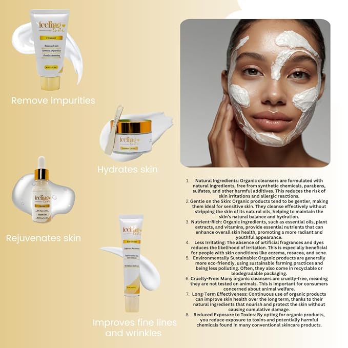 Introducing our exclusive Skincare Set: Cleanser, Serum, Essence Cream, and Eye Cream - Experience the Ultimate 4-Step Natural Beauty Routine for Achieving Radiant, Glowing Skin.-FemmiqueWomen