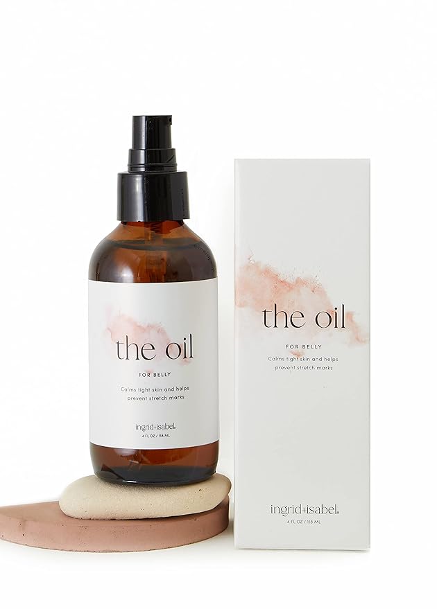 Ingrid & Isabel, The Oil, Organic Belly & Body Oil, Prevents Stretch Marks & Scars, Maternity & Pregnancy Skincare, 4 Fl Oz-FemmiqueWomen