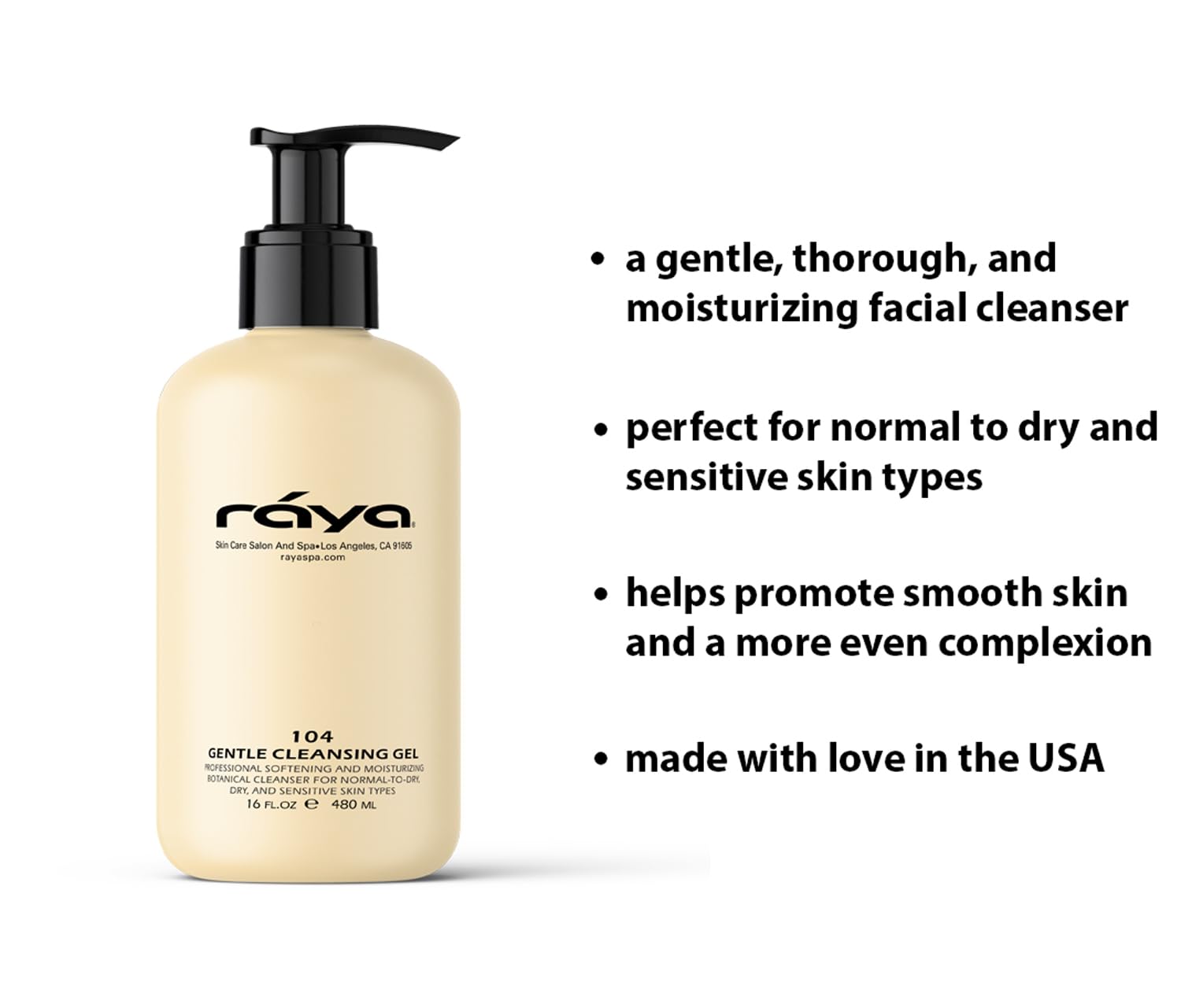 Raya Gentle Facial Cleansing Gel 16 oz (104) | Softening and Moisturizing Botanical Cleanser for Dry and Sensitive Skin| Helps Hydrate Smooth Complexion-FemmiqueWomen