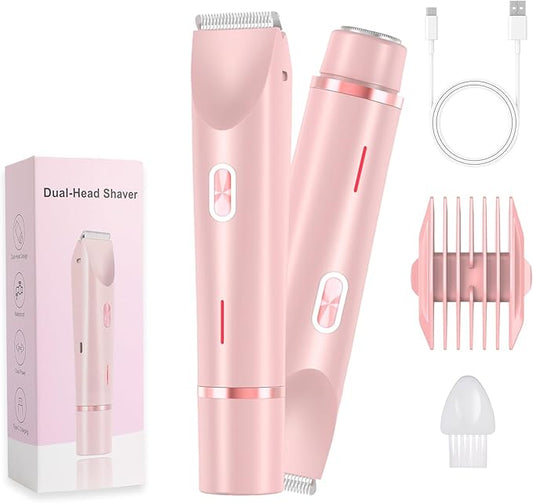 2025 New Electric Womens Shaver, 2-in-1 Women's Body Shaver, Bikini Electric Razor, Wet and Dry Use Body Trimmer for Home (Pink)-FemmiqueWomen