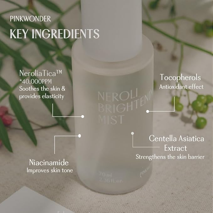 PINKWONDER Neroli Mist 2.36oz (70ml), Hydrating Facial Spray with Neroli & Jojoba Oil, Glowing and Radiant Skin, Antioxidant, Korean Skincare-FemmiqueWomen