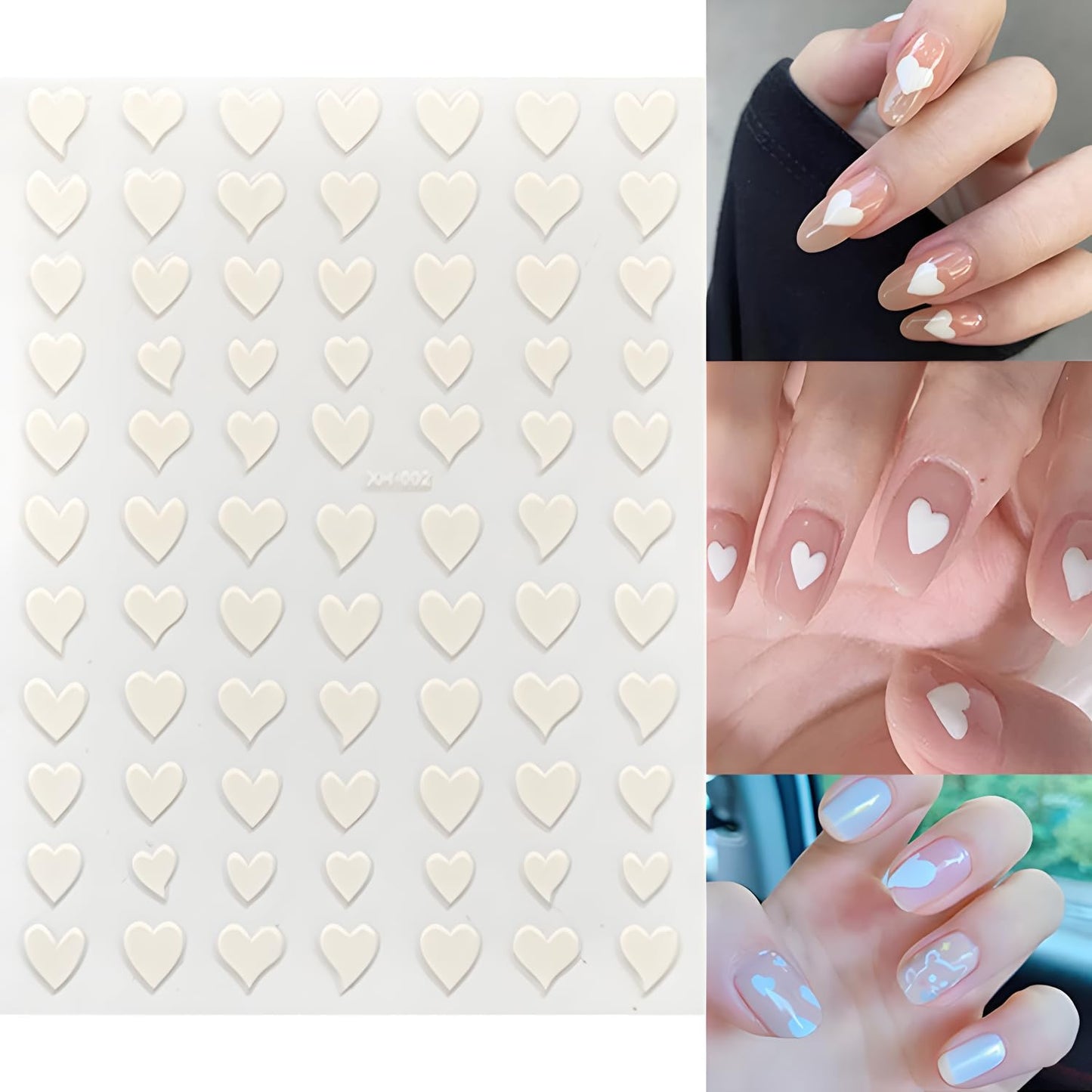 12 Sheets Self-Adhesive Heart Nail Stickers for Valentine's Day - 3D Pink Red Aurora Gold Decals for Nail Art Design - Supplies for Women-FemmiqueWomen