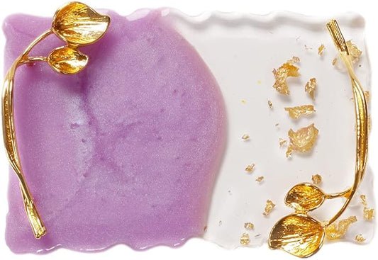 2023 Retro Nail Art Palette, Nail Painting Mixed Color Palette with Leaves Handle, Nail Holder Gel Color Makeup Display Board Pallet (Purple)-FemmiqueWomen