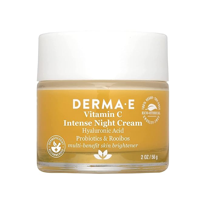 DERMA-E Vitamin C Intense Night Cream – Brightening and Hydrating Facial Skin Renewing Cream – Anti-Aging Overnight Facial Moisturizer, 2 oz-FemmiqueWomen