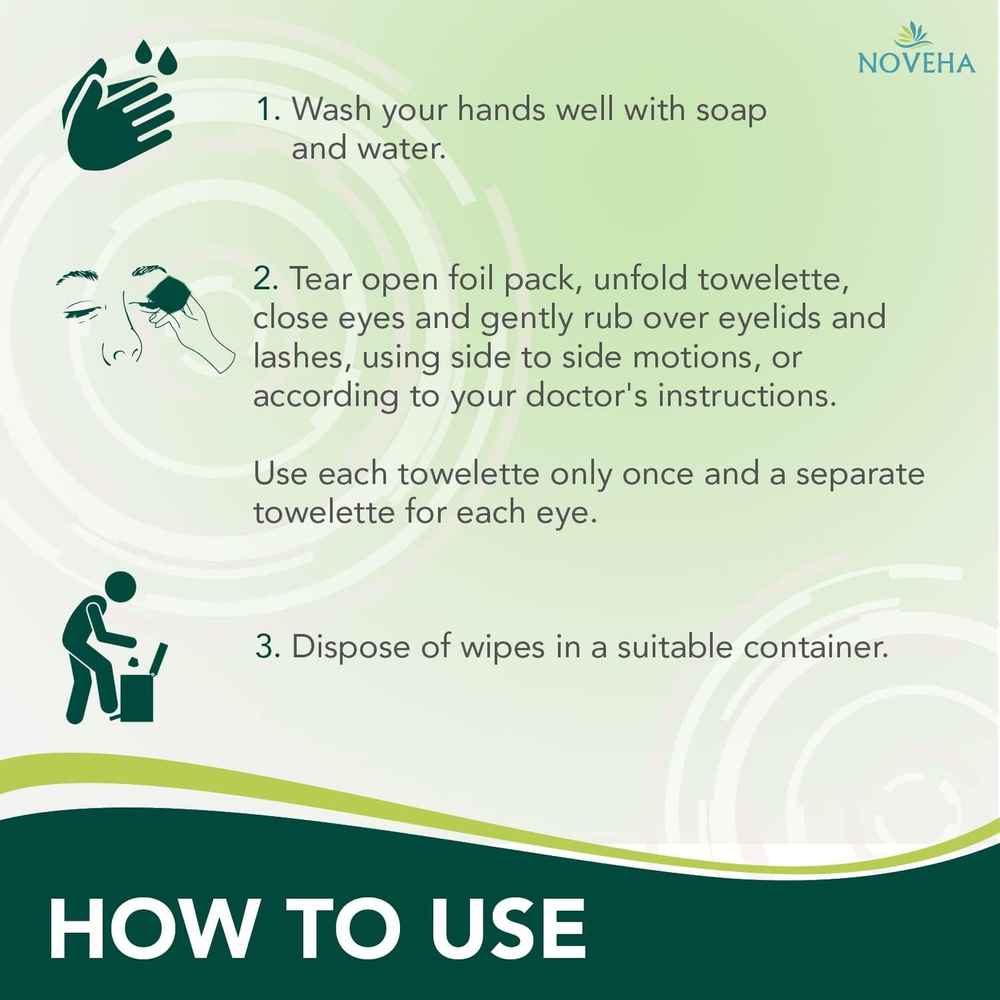 NOVEHA Demodex Eyelid & Lash Wipes | Box of 60 Individually Wrapped Extra Strength Cleansing Eyelash Wipes - Battles Irritated Eyes - Naturally Remove Debris (Pack of 3)-FemmiqueWomen