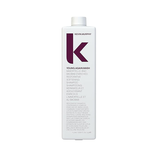 KEVIN.MURPHY YOUNG.AGAIN.WASH - Moisturising Shampoo - For Dry, Damaged & Brittle Hair - Hair Repair & Hydration - Amino Acids & Lotus Flower Extract - Sulphate & Paraben Free - 1 L / 33.8 fl oz-FemmiqueWomen