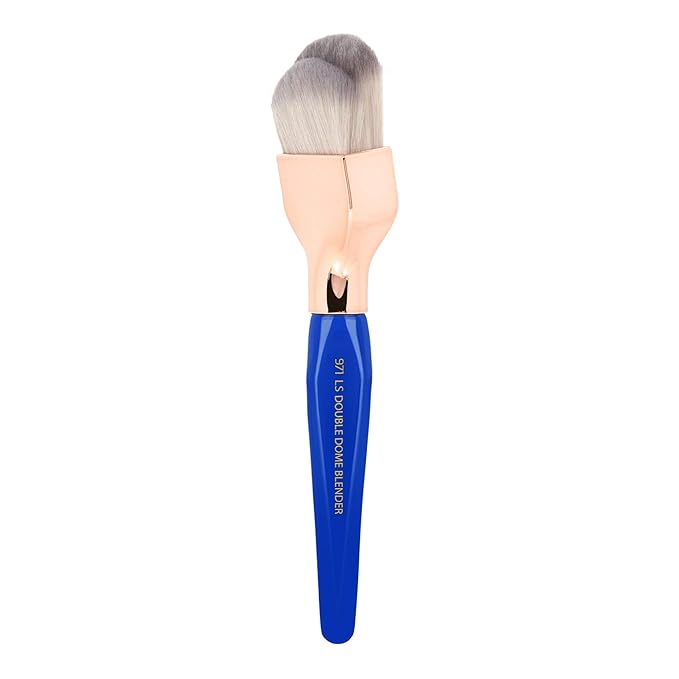 Bdellium Tools Professional Makeup Brush - Golden Triangle 971 Large Slanted Double Dome Blender - With All Vegan and Soft Synthetic Fibers, For Foundation Application & Blending (Blue, 1pc)-FemmiqueWomen