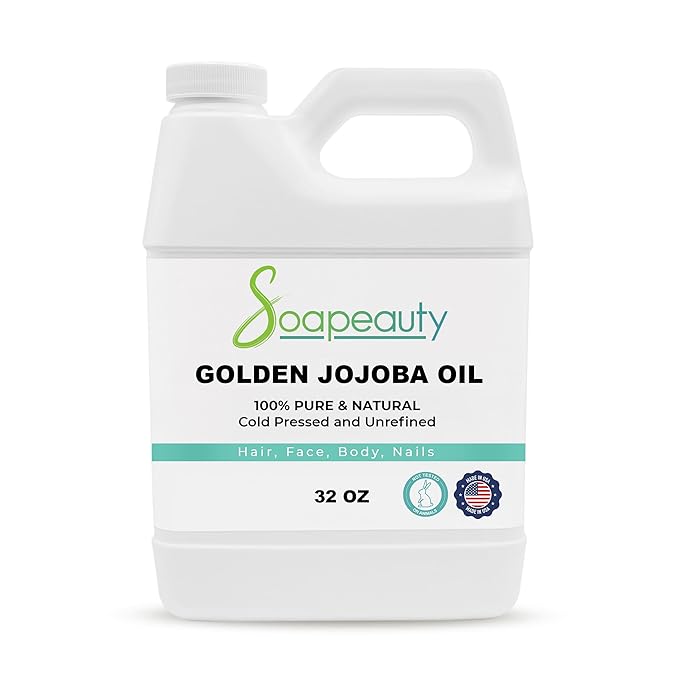 Soapeauty Golden Jojoba Oil | 100% Pure & Natural | Unrefined, Cold Pressed, Hexane Free | Moisturizing Oil for Skin, Face, Hair & Nails | 32 Fl Oz-FemmiqueWomen