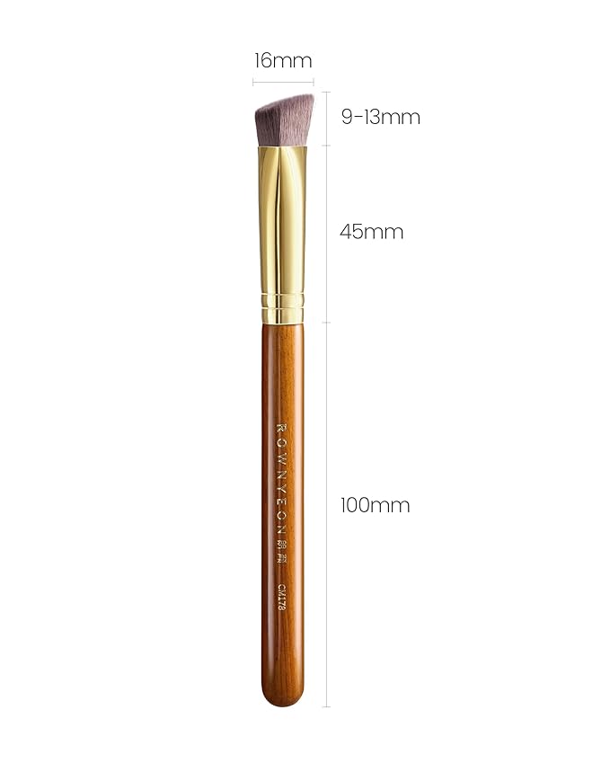 Desert Oak Series Triangular Contour Brush - Angled Synthetic Bristles for Cream/Liquid/Powder, Luxe Bubinga Handle & Brass Ferrule (CM 178)-FemmiqueWomen