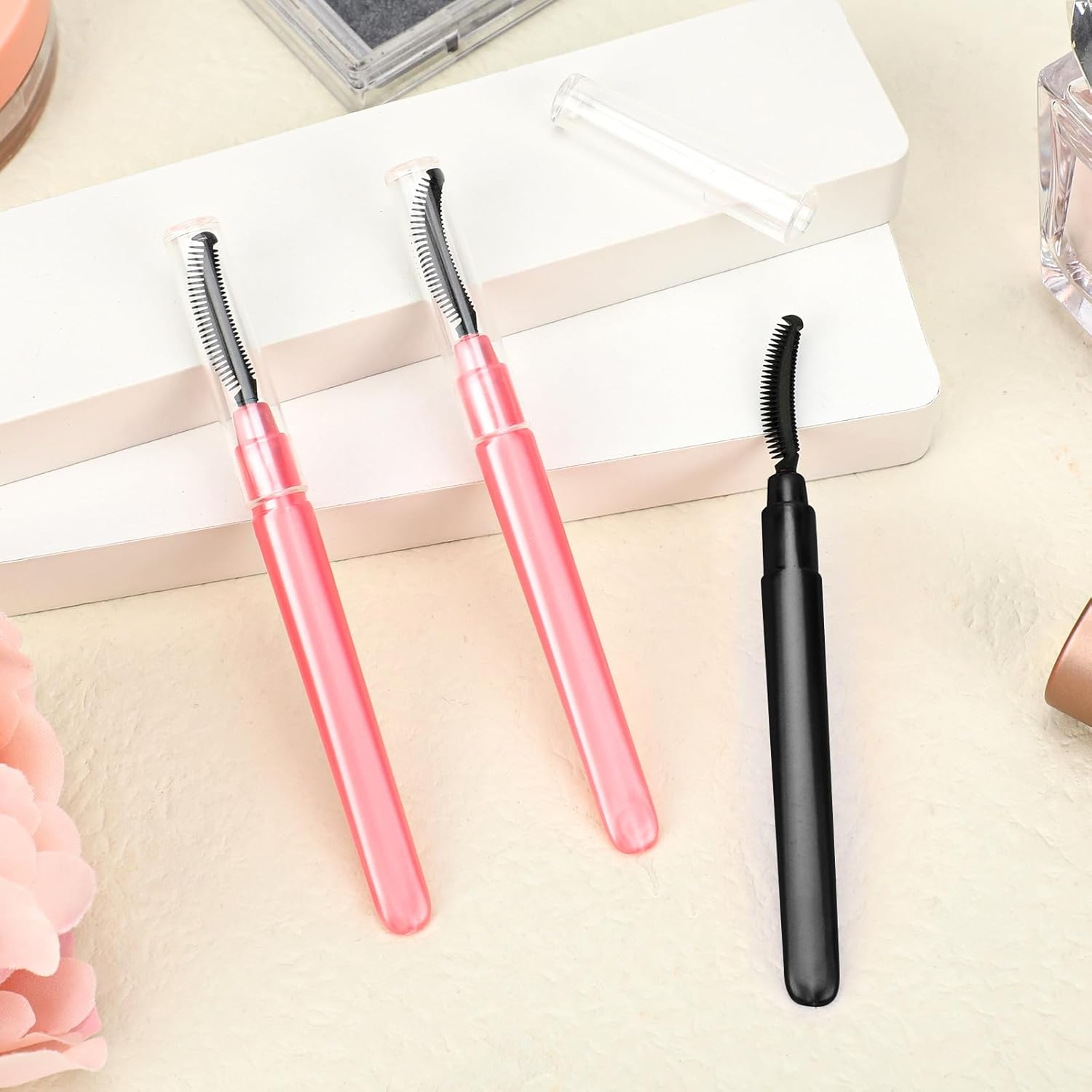 4 Pcs Silicone Eyelash Separator Tool Lash Wand Brush Eyebrow Spoolie Brush Eyelashes Definer with Lid Lash Separating Comb (Pink, Black)-FemmiqueWomen