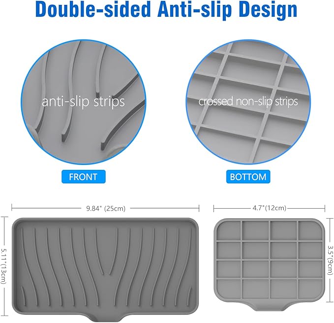 3-Pack Silicone Soap Dish, Sponge Holder for Sink, Kitchen Soap Tray, Bathroom Soap Holder, Sponge Tray with Drain (Grey)-FemmiqueWomen