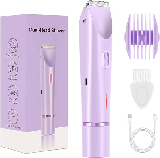 2025 New Bikini Trimmer for Women,Dermave Bikini Shaver,2-in-1 Electric Razors for Women(Purple)-FemmiqueWomen