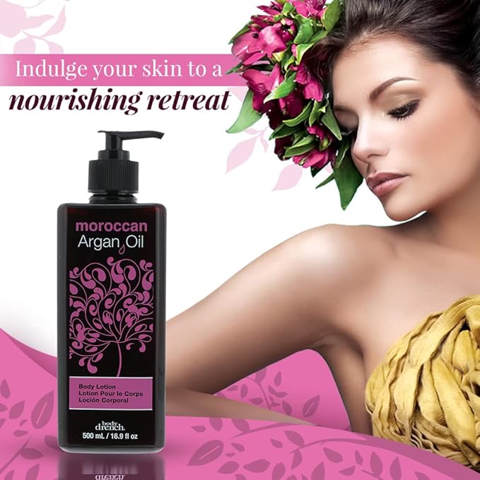 Body Drench Argan Oil Body Lotion – Hydrating & Moisturizing Lotion for Dry Skin with Moroccan Oil, Softens and Smooths Skin, 16.9 fl oz-FemmiqueWomen