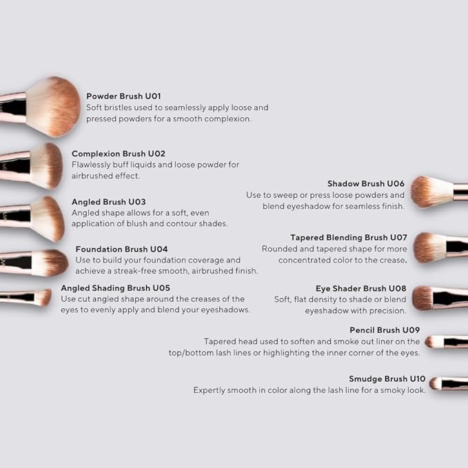 Professional Makeup Brush 11 Piece Set, Premium Synthetic Vegan Brushes Kit for Blending Powder, Foundation, Concealer, Blush & Eye Shadow, Cruelty-Free-FemmiqueWomen
