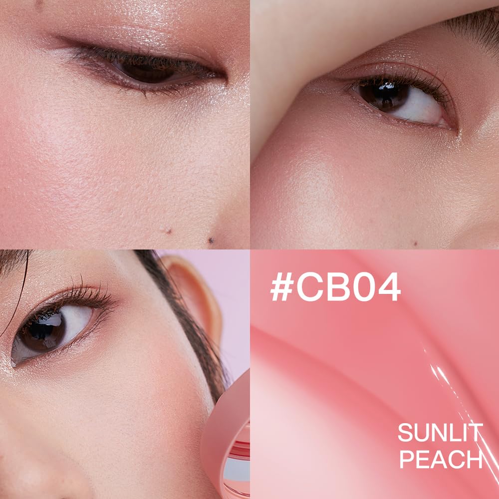 INTO YOU Cream Blush Air Cushion for Cheeks Eyes, Moisturizing, Lightweight, Dewy Finish Face Makeup, Long Wearing, Buildable, Blendable, Pigmented Liquid Blush, for All Skin Tones, Sunlit Peach-FemmiqueWomen