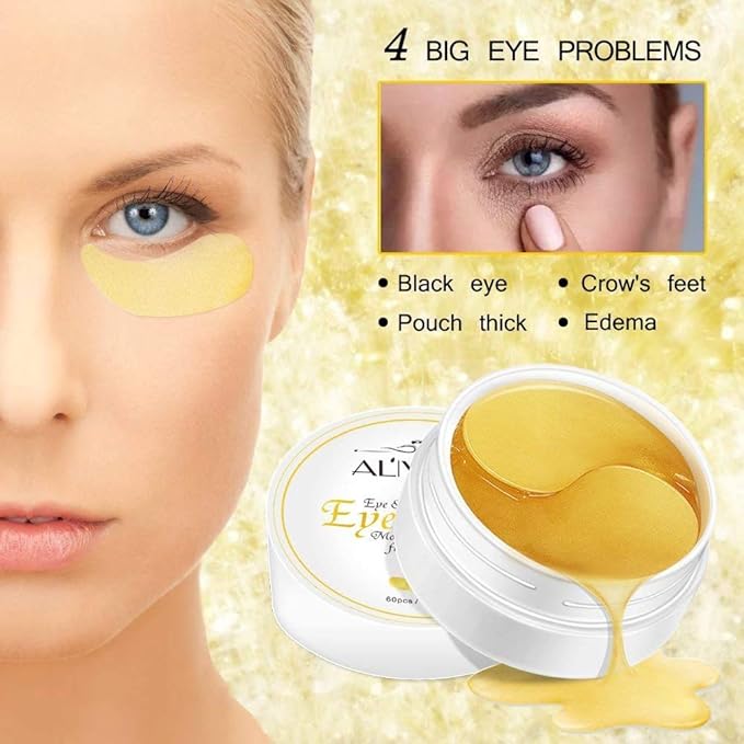 30 Pairs Under Eye Treatment Patches,24k Gold Under Eye Mask for Wrinkles,Puffy Eyes & Bags,Dark Circles,Under Eye Gel Pads,Eye Mask with Hyaluronic Acid-FemmiqueWomen