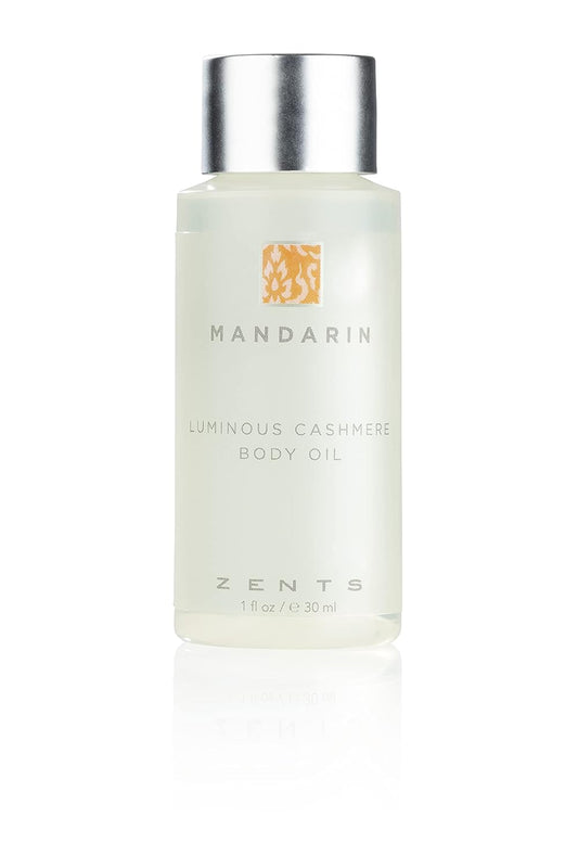 Zents Luminous Cashmere Body Oil (Travel Size - Mandarin Fragrance) | Moisturizing Body Oil with Vitamin E & Organic Coconut Oil | Softens & Smooths Skin | 1 fl oz | TSA Approved-FemmiqueWomen