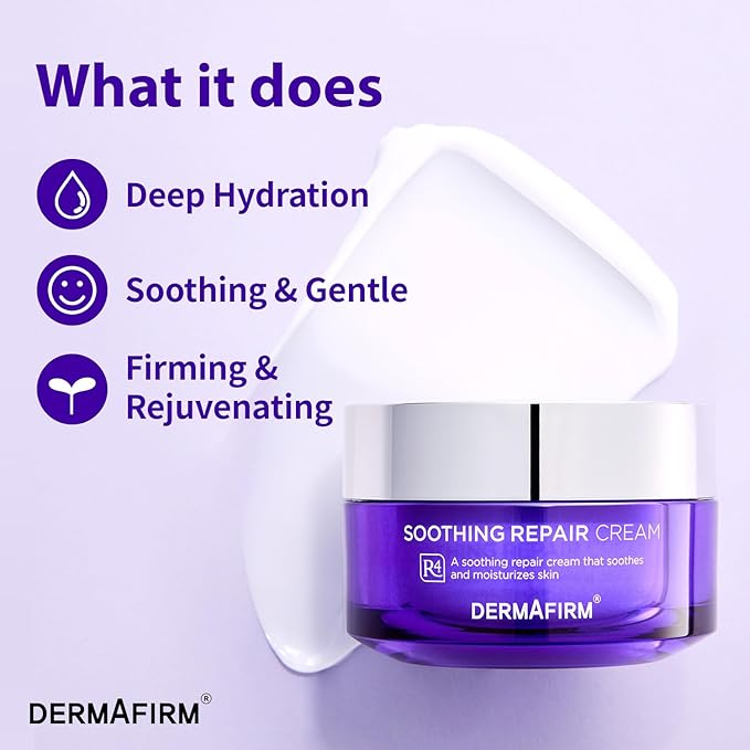 Dermafirm Soothing Repair Hydrating Face Cream R4 | Daily Face Moisturizer Facial Lotion with Eucalyptus, Peptide and Collagen | Gentle for All Skin Types No Animal Trials No Paraben 1.69 fl oz-FemmiqueWomen
