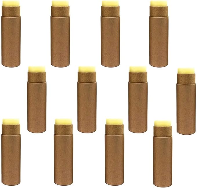 12 Pcs 0.3 Oz Paperboard Lip Balm Tubes 10ml Empty Cardboard Krafts Tubes Lipstick Tube Refillable Lip Gloss Container Solid Perfume Tubes Chapstick Container for DIY Cosmetic Samples Deodorant(Brown)-FemmiqueWomen