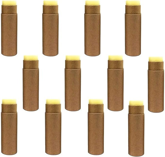 12 Pcs 0.3 Oz Paperboard Lip Balm Tubes 10ml Empty Cardboard Krafts Tubes Lipstick Tube Refillable Lip Gloss Container Solid Perfume Tubes Chapstick Container for DIY Cosmetic Samples Deodorant(Brown)-FemmiqueWomen