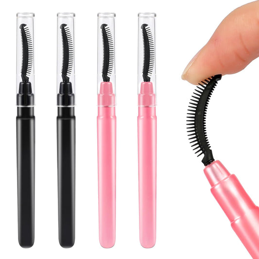4 Pcs Silicone Eyelash Separator Tool Lash Wand Brush Eyebrow Spoolie Brush Eyelashes Definer with Lid Lash Separating Comb (Pink, Black)-FemmiqueWomen